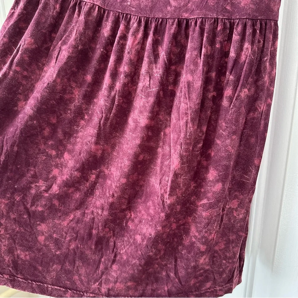 POL Burgundy Acid Wash Babydoll Mini Dress with Spaghetti Straps Size Small - Picture 5 of 7